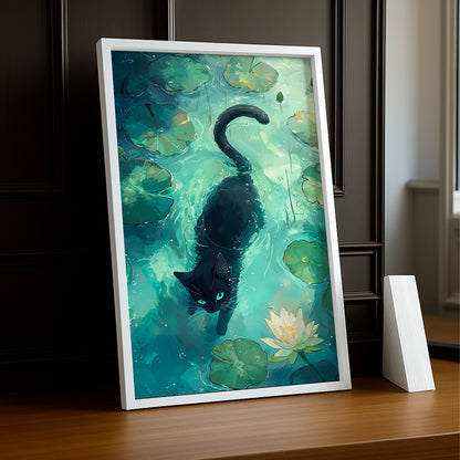 Cadre Photo Chat - Chat dans un lac