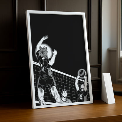 Cadre photo Volley-Ball - Haikyuu Noir & Blanc