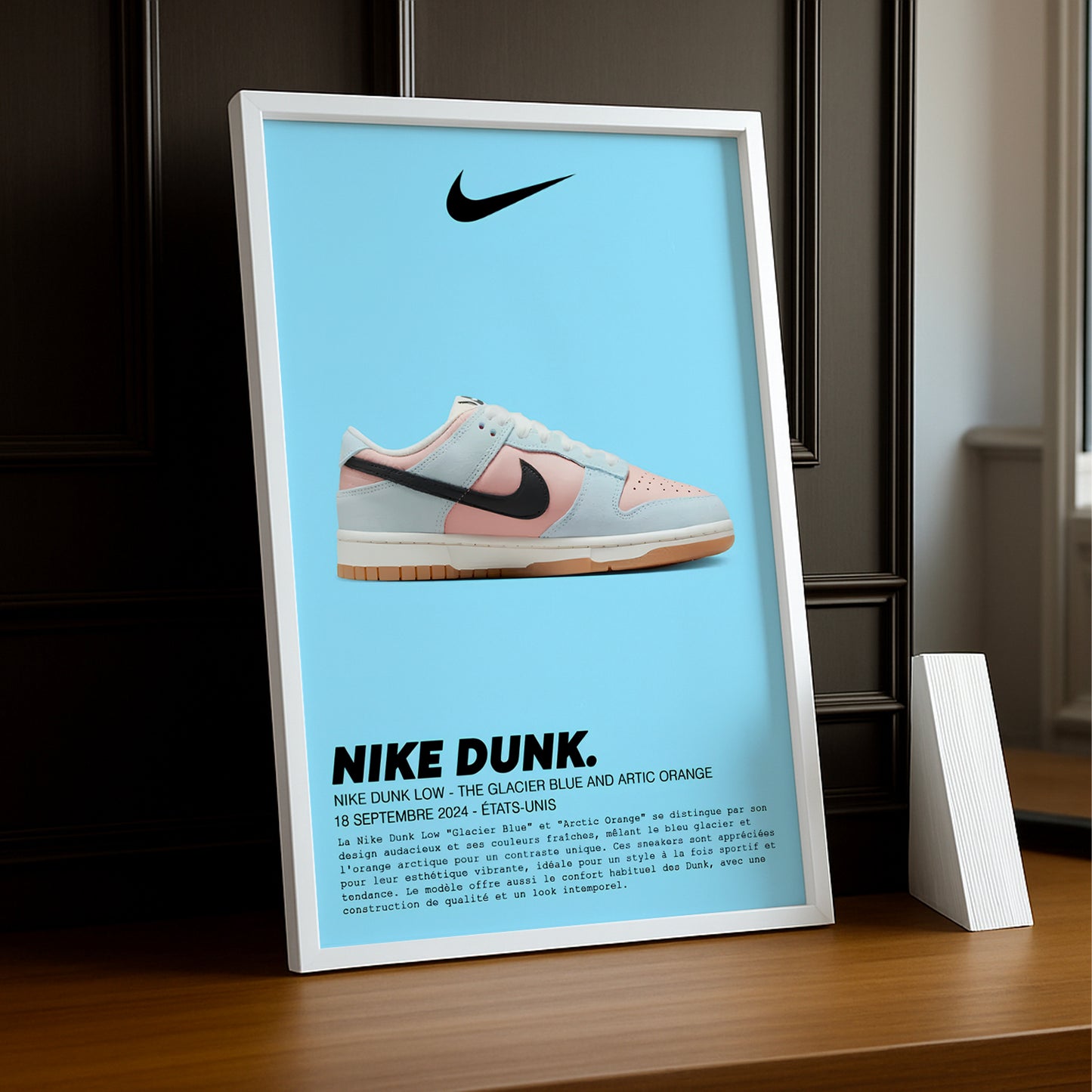 Cadre photo Nike Dunk Low The Glacier Blue and Artic Orange