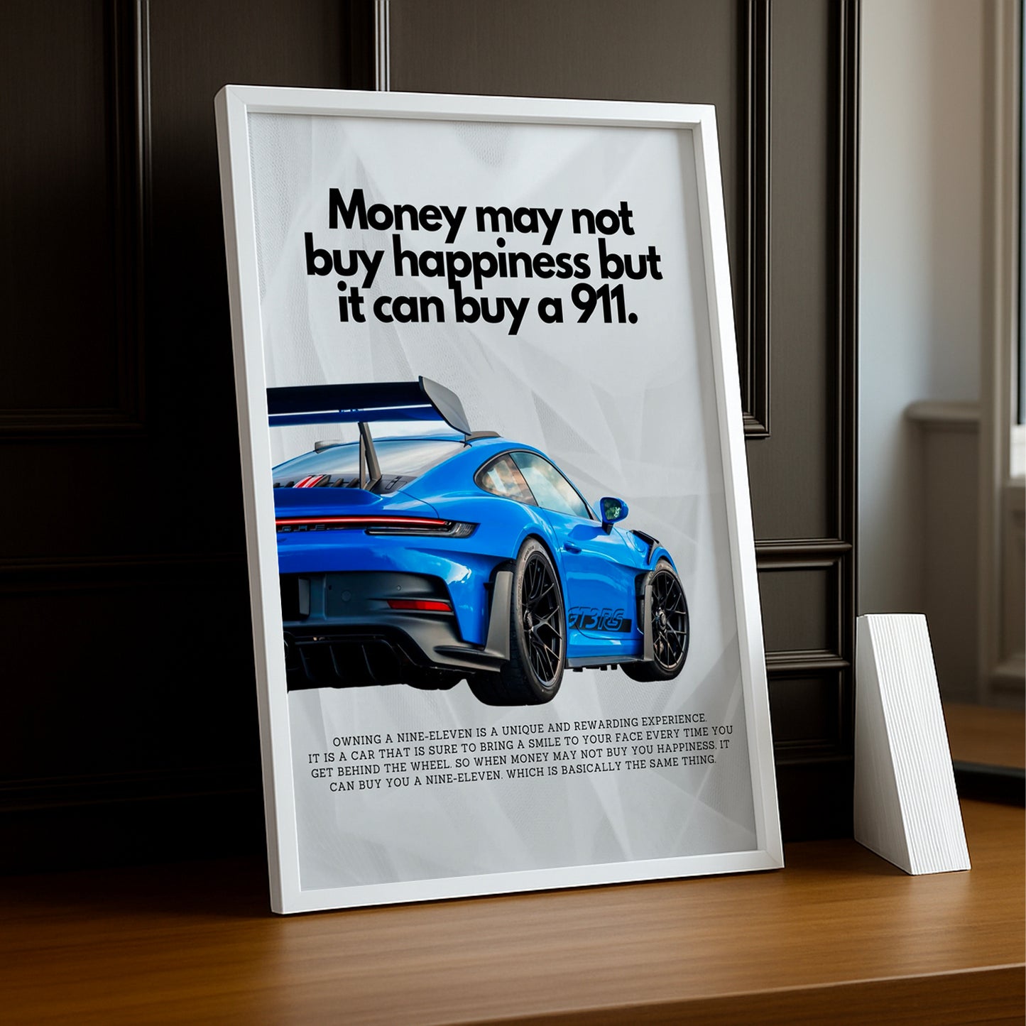 Poster encadré Porsche GT3 RS blue