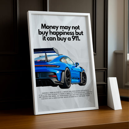 Poster encadré Porsche GT3 RS blue