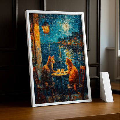 Cadre Photo Chat - Terrasse de café