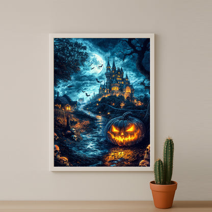 Poster Halloween - Citrouilles Château