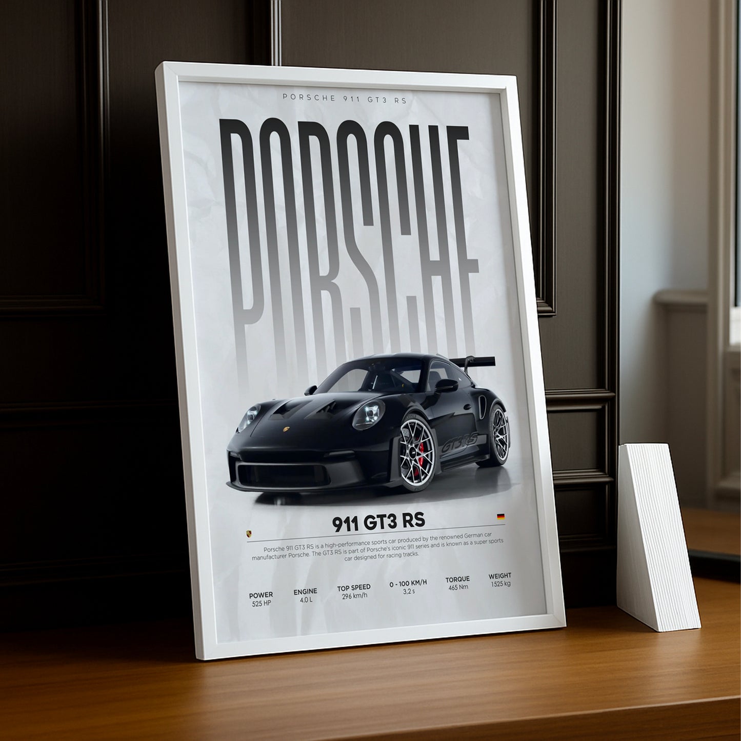 Cadre photo Porsche GT3 RS 911 noir