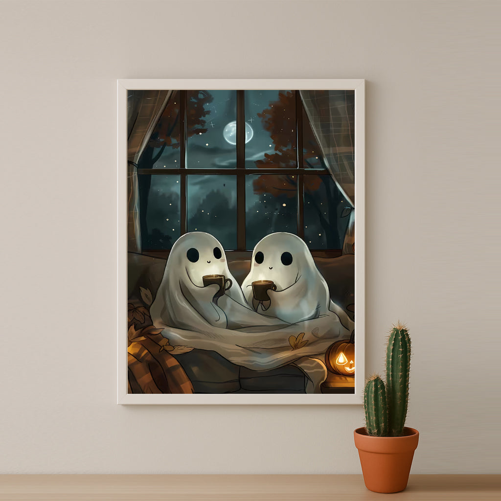Poster Halloween - Fantômes café