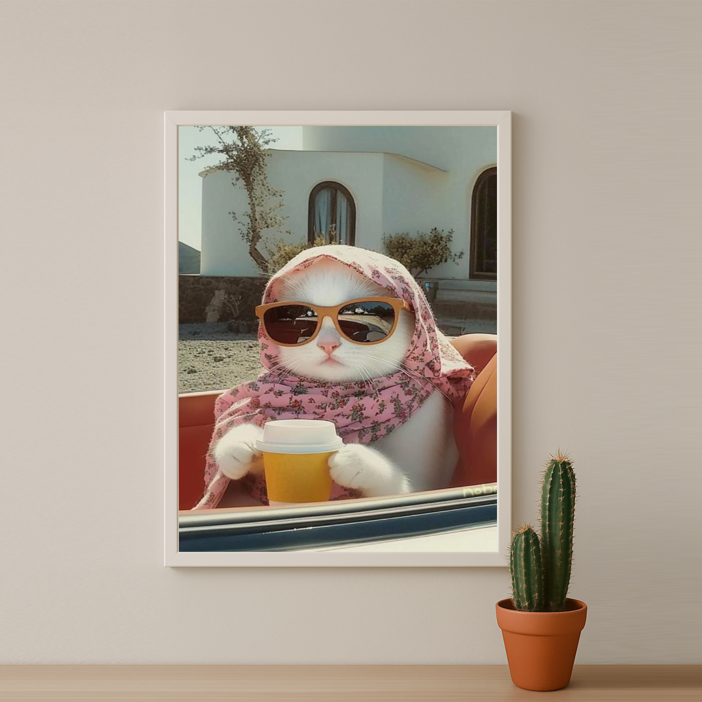 Cadre photo Chat voiture