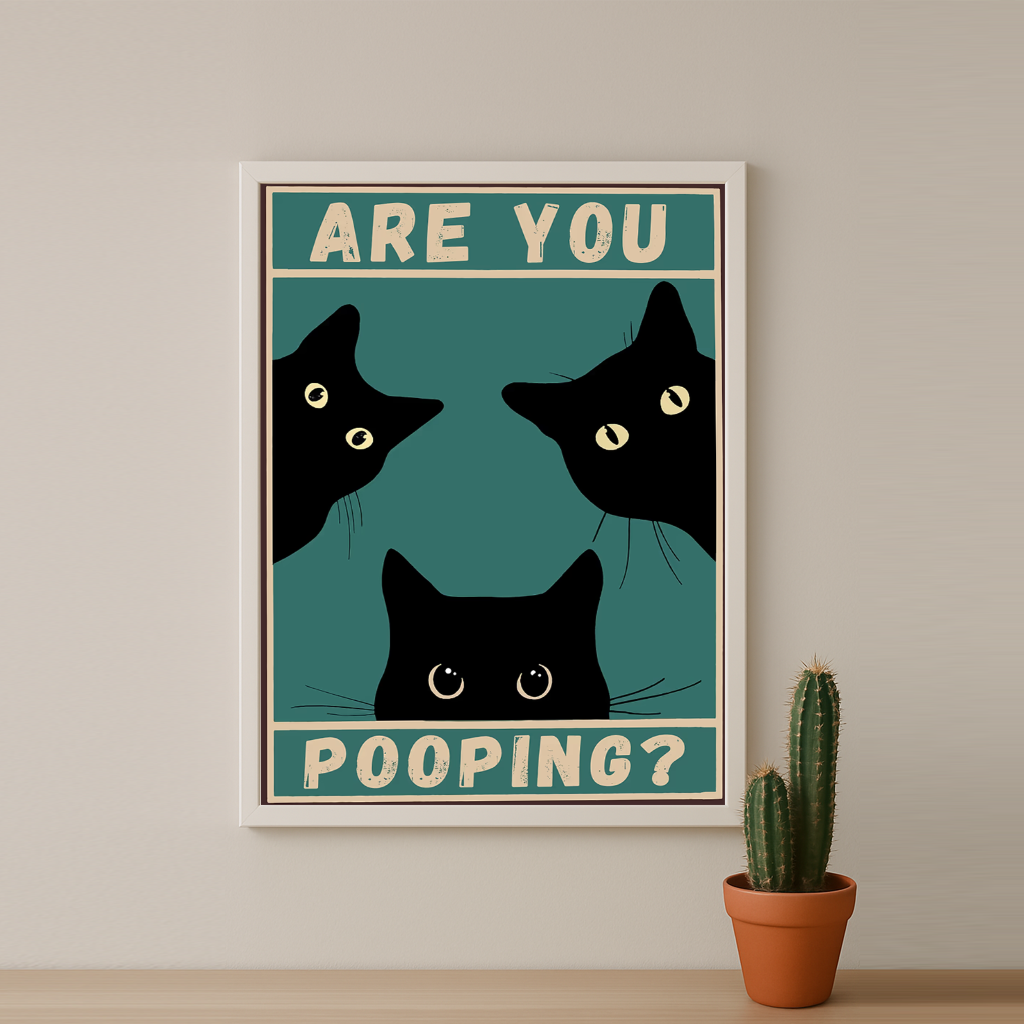 Cadre photo 3 Chat Are You Pooping