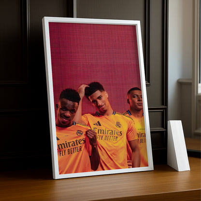 Poster encadrée Real Madrid - Vinicius, Bellingham, Mbappé