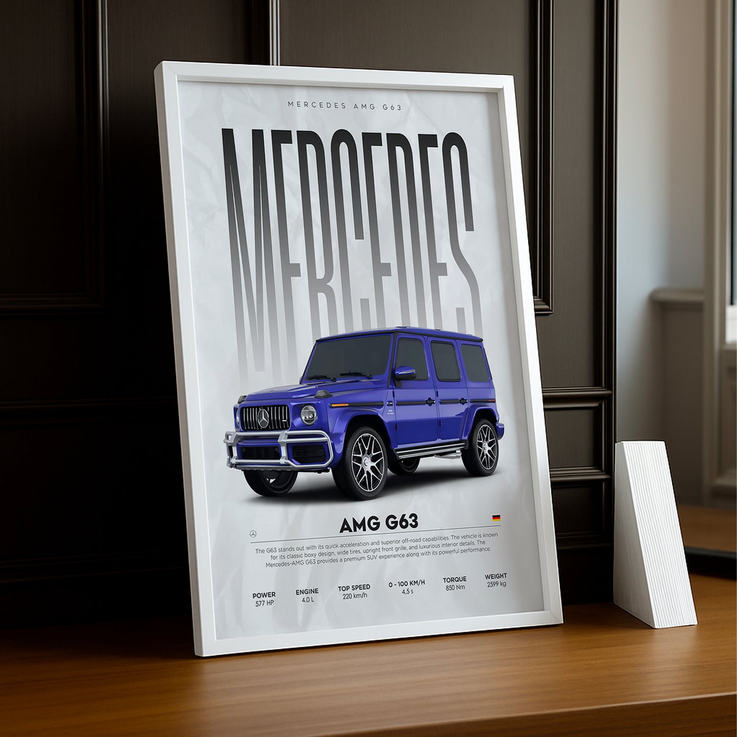 Cadre photo Mercedes AMG 63 bleu