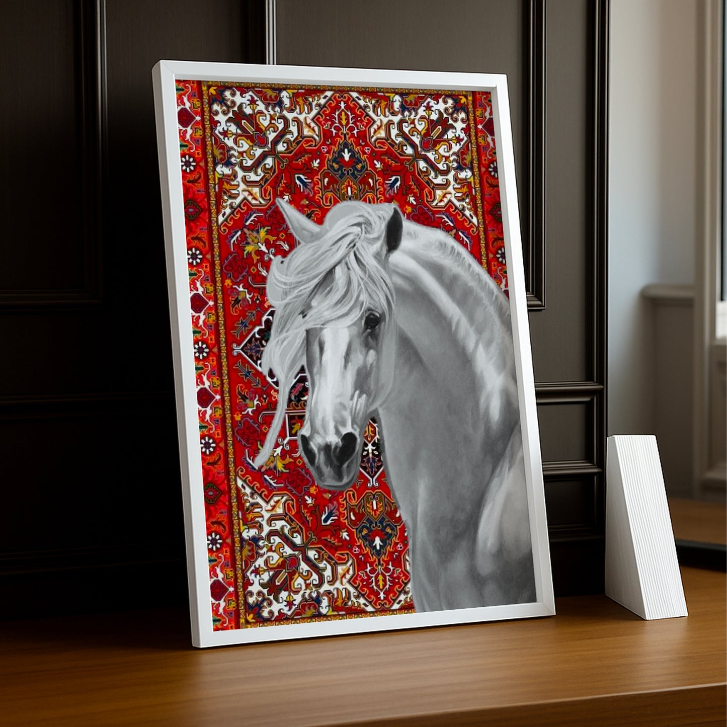 Cadre photo Équitation - Cheval Blanc Aesthetic Rouge