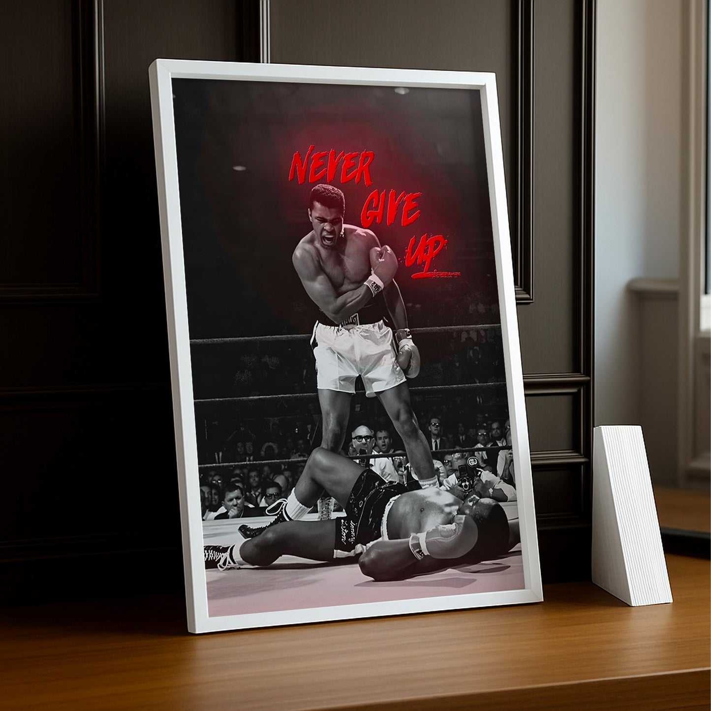 Cadre Photo Boxe - Muhammad Ali "Never Give Up"