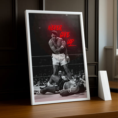 Cadre Photo Boxe - Muhammad Ali "Never Give Up"