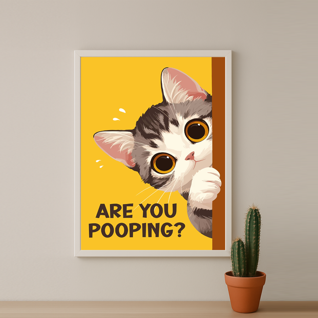 Cadre photo Chat mignon Are You Pooping ?