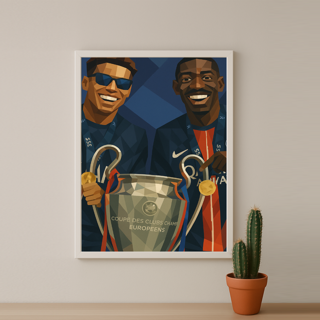 Cadre photo PSG illustration Dembélé x Hakimi