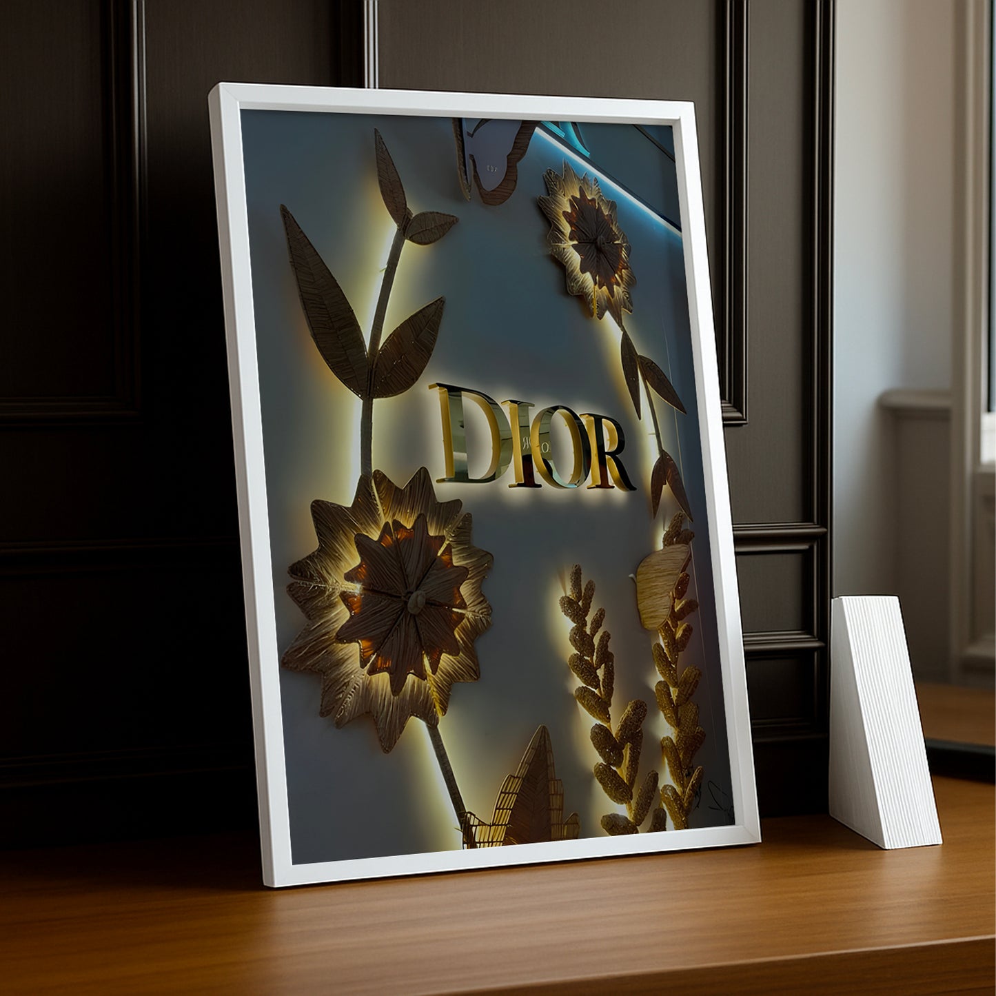 Cadre photo Dior - Gold Flowers