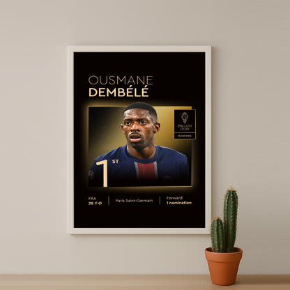Poster Ousmane Dembélé Gagnant du Ballon d'Or 2025