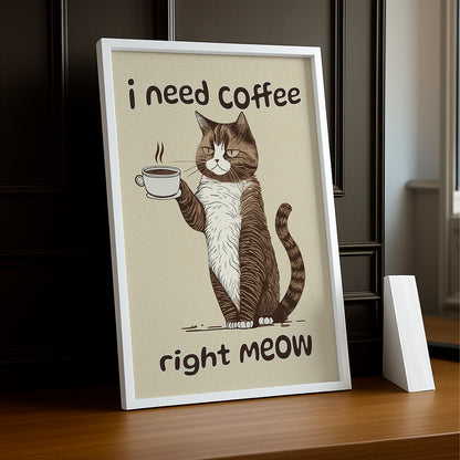 Cadre photo Café - I Need Coffee Meow
