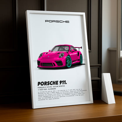 Cadre photo Porsche 911 GT3 RS Rose Fuchsia