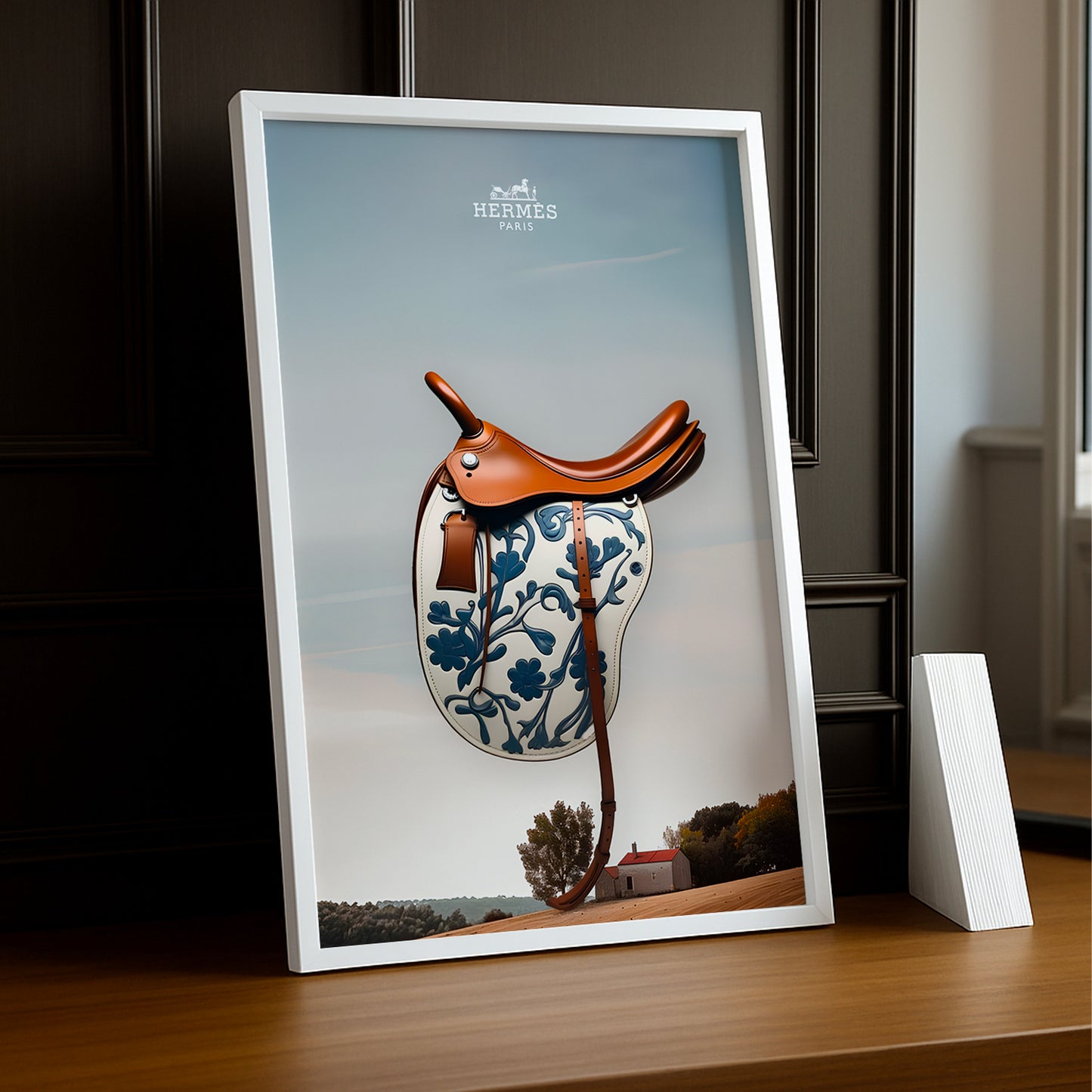 Cadre photo Hermès - Selle de Cheval bleu