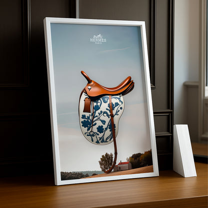 Cadre photo Hermès - Selle de Cheval bleu