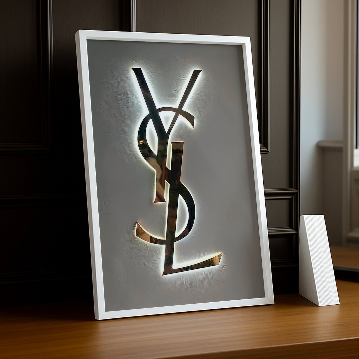 Cadre photo Yves Saint Laurent - Logo Argentée