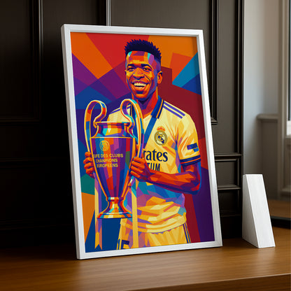 Cadre Photo Vinicius Jr Real Madrid Ligue des Champions – Affiche HD Encadrée Papier Premium