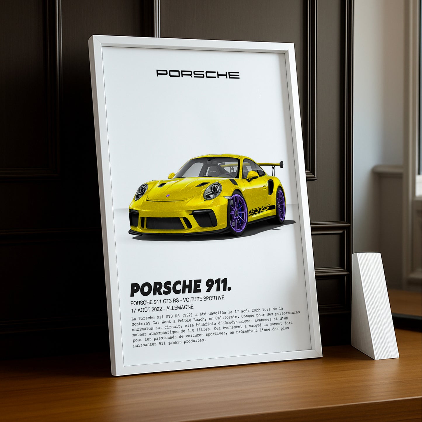 Cadre photo Porsche 911 GT3 RS Jaune