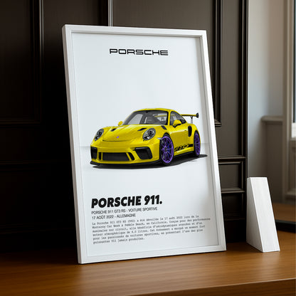 Cadre photo Porsche 911 GT3 RS Jaune