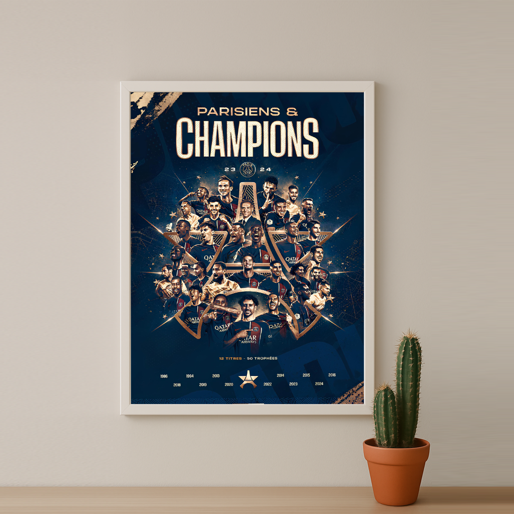 Cadre photo Paris Saint-Germain Champions de France 2023 - 2024