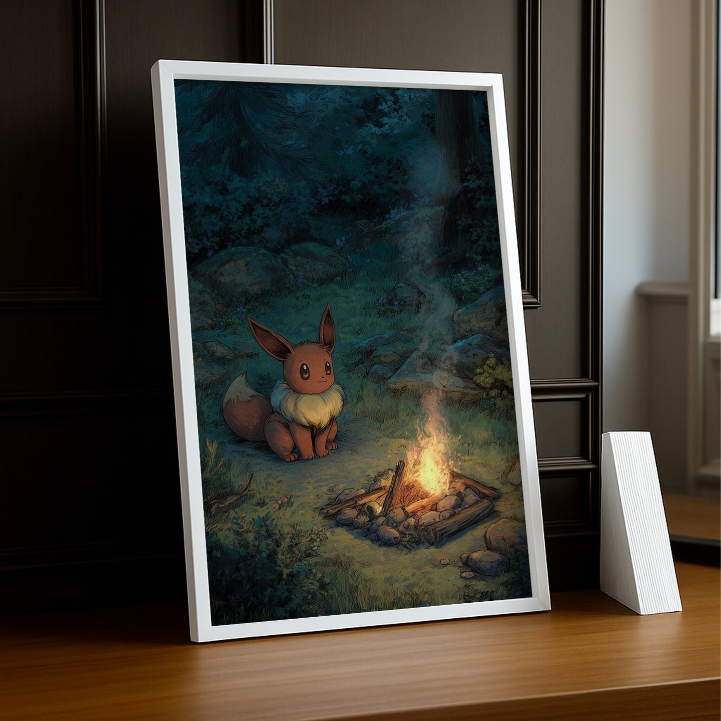 Cadre Photo Pokémon - Evoli feu de camp