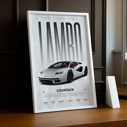 Cadre photo Lamborghini Countach blanc
