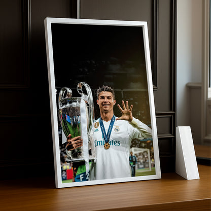 Cadre Photo Cristiano Ronaldo CR7 Real Madrid La Manita – Affiche HD Encadrée Papier Premium