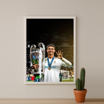 Cadre Photo Cristiano Ronaldo CR7 Real Madrid La Manita – Affiche HD Encadrée Papier Premium