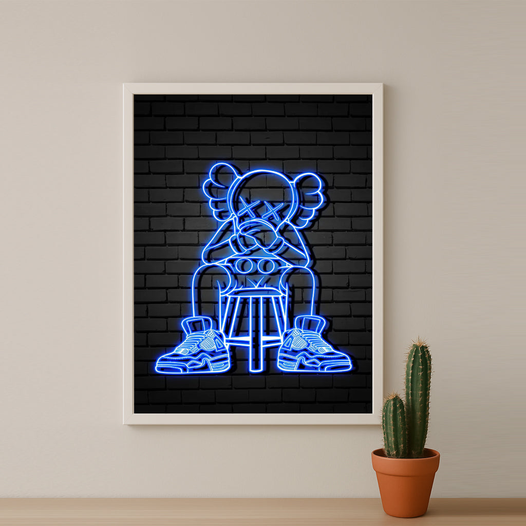 Cadre photo Kaws - Led Bleu