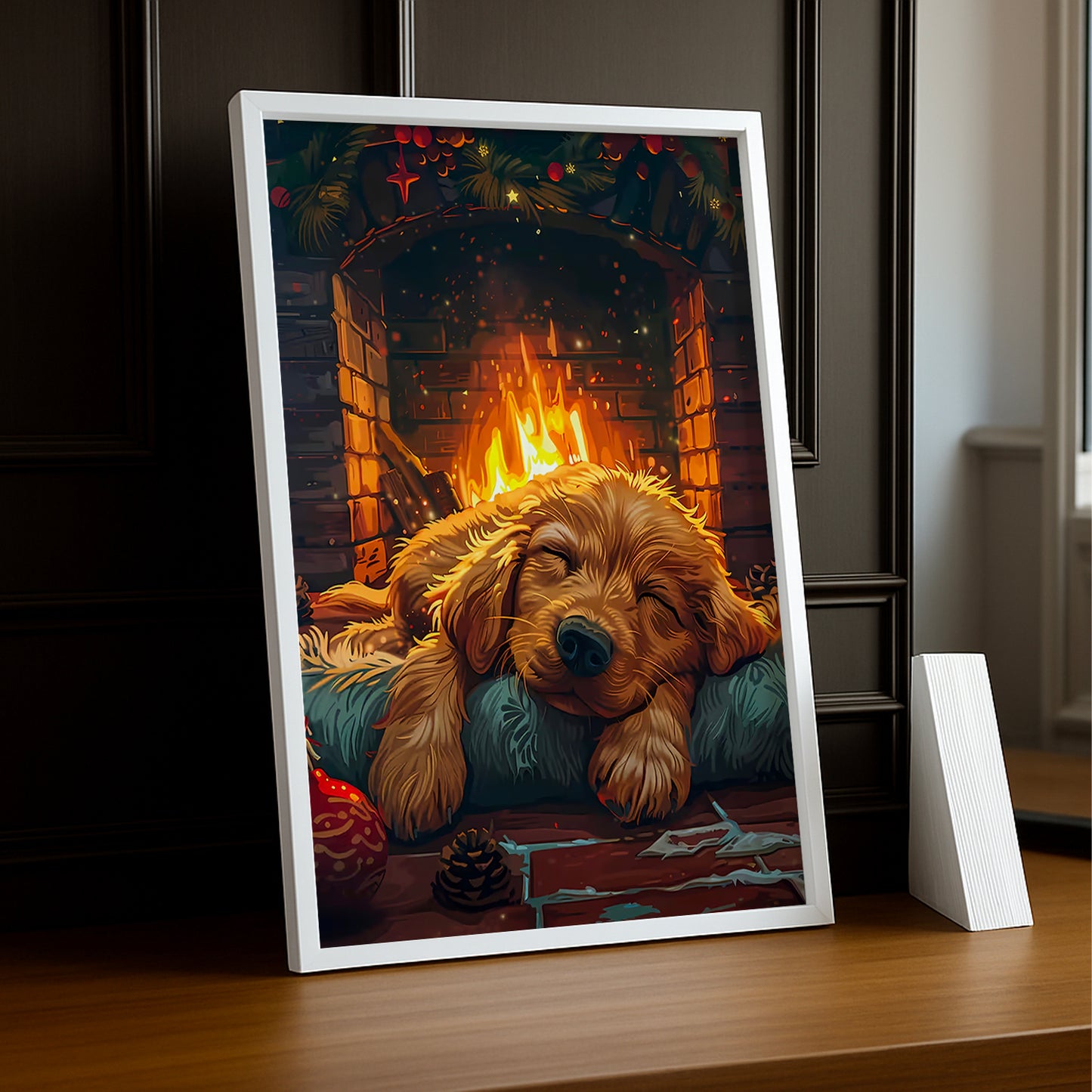 Cadre Photo Chien - Cheminée