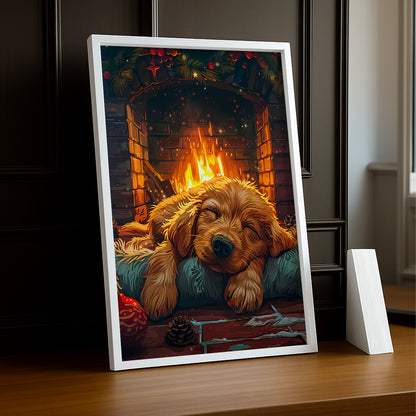 Cadre Photo Chien - Cheminée