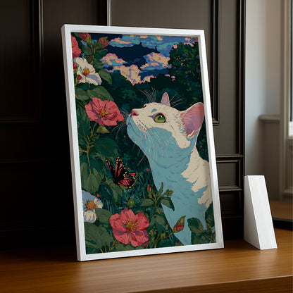 Cadre Photo Chat - Illustration d'un chat blanc