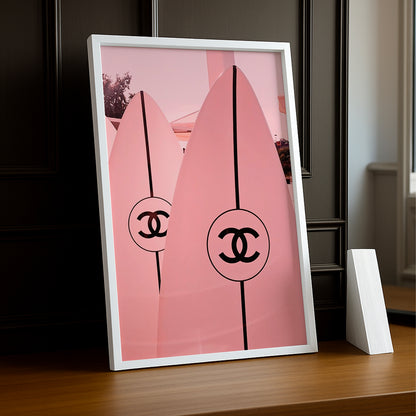 Cadre photo Chanel - Planche de surf rose