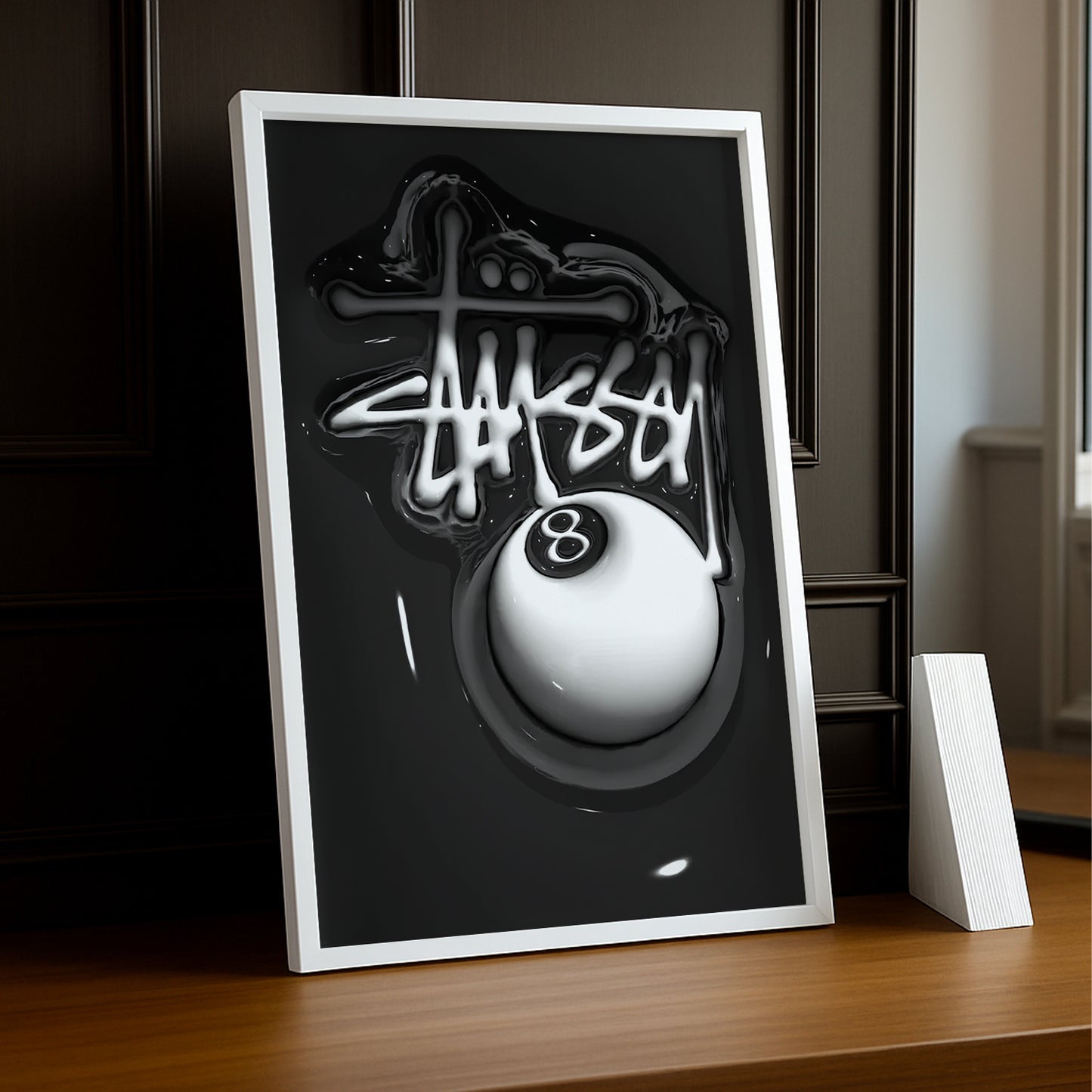 Cadre photo Stüssy 8 billard blanc