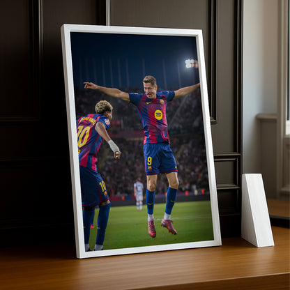 Poster encadrée FC Barcelone - Lewandowski x Yamal