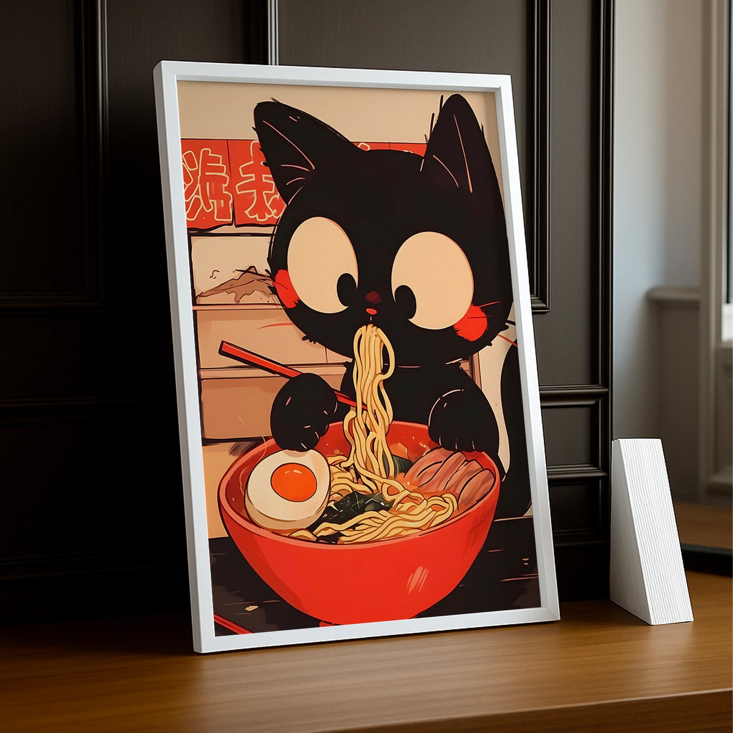 Cadre Photo Chat - Eating Ramen