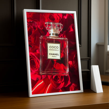 Cadre photo Chanel - Coco Red Flowers