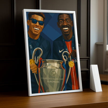 Cadre photo PSG illustration Dembélé x Hakimi