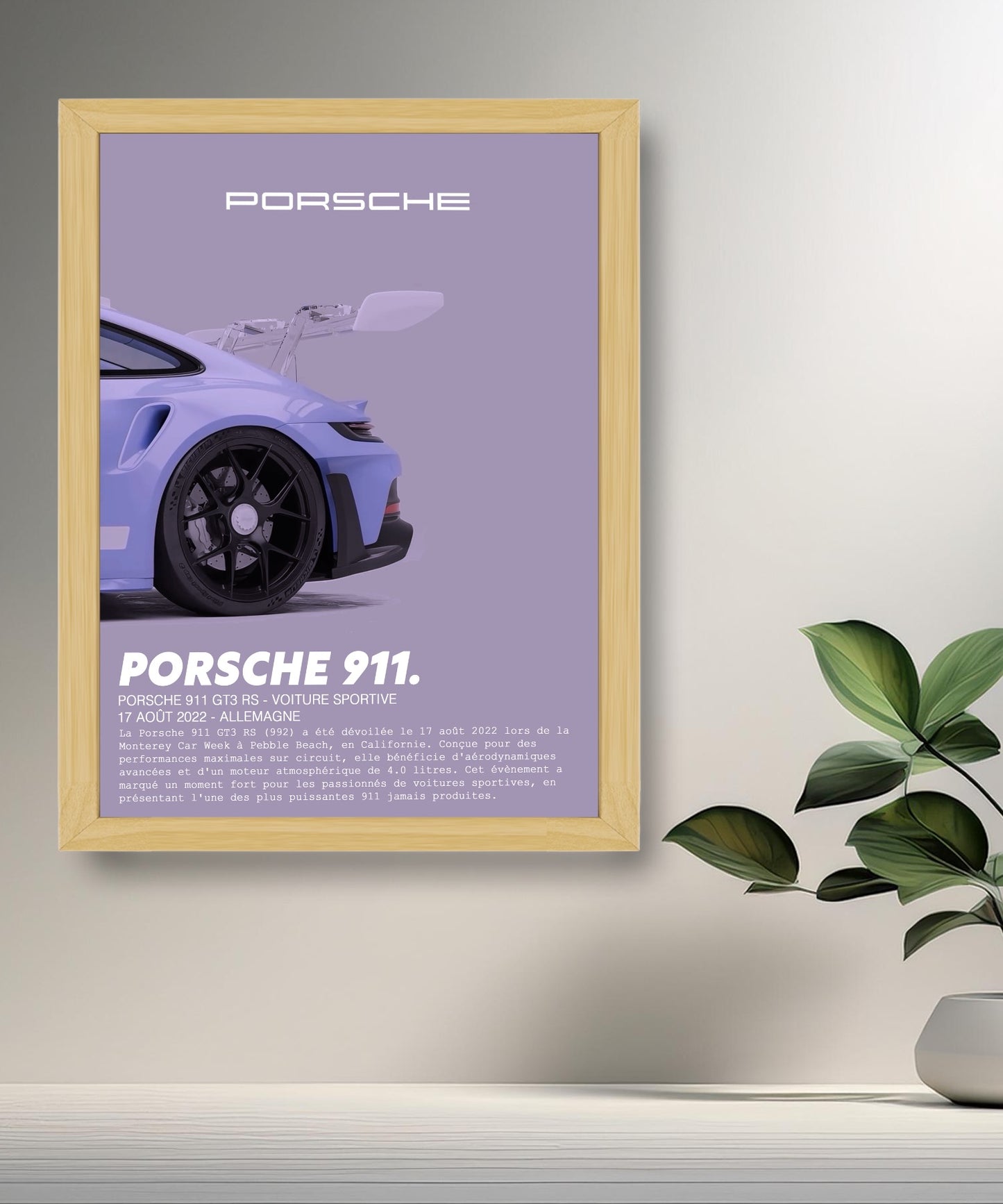 Cadre photo Porsche 911 GT3 RS Lavander