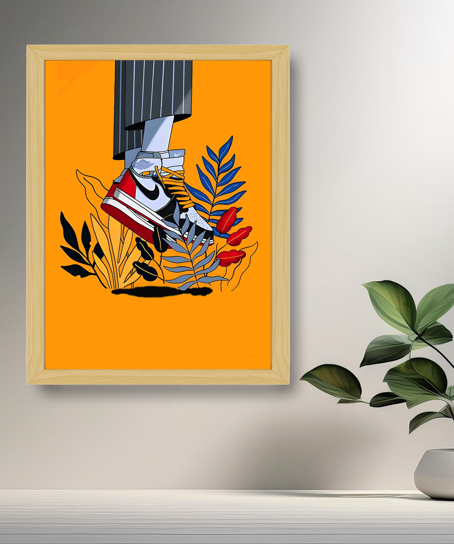 Cadre photo Air Jordan 1 Illustration orange