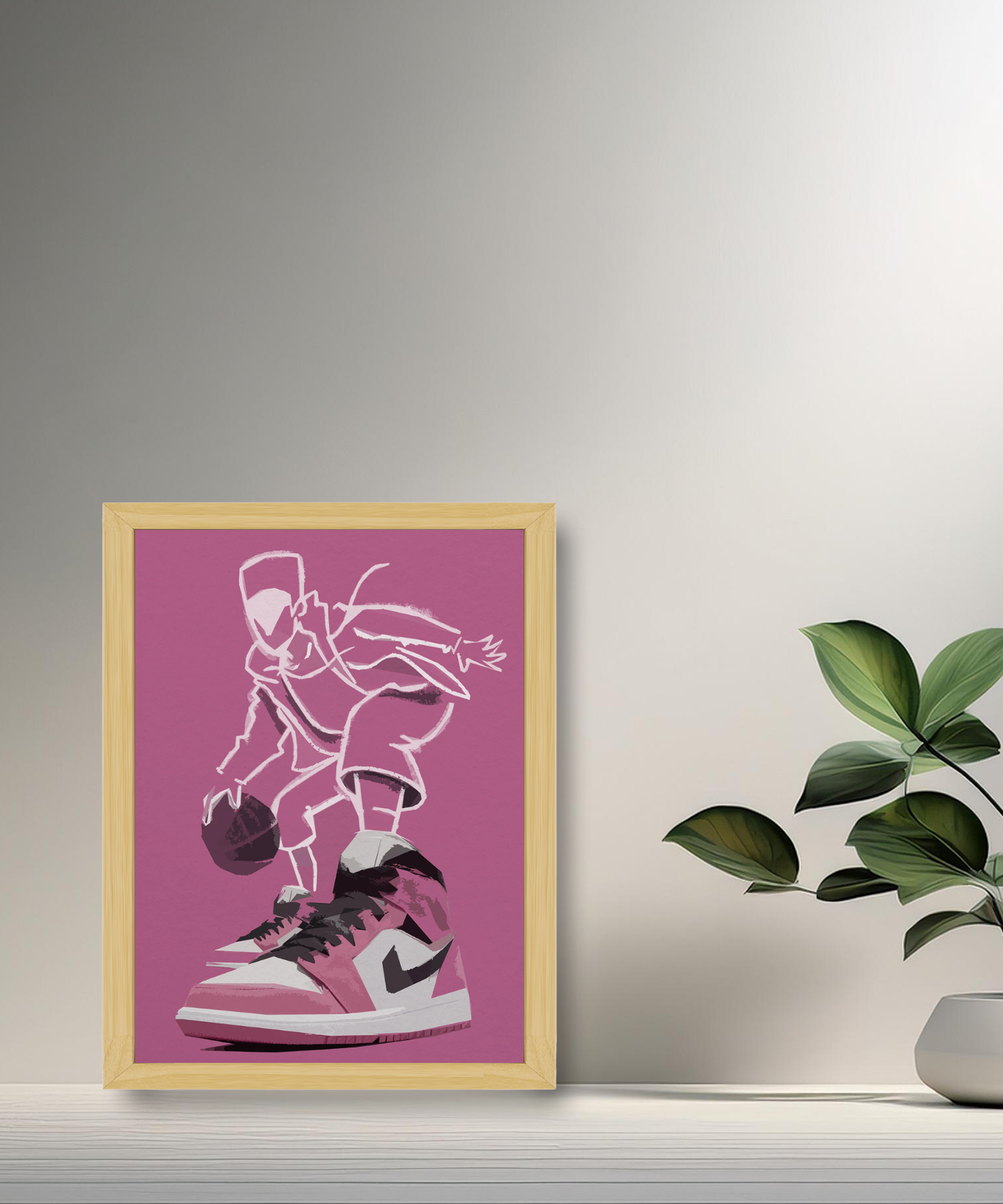 Cadre photo Air Jordan 1 Illustration rose