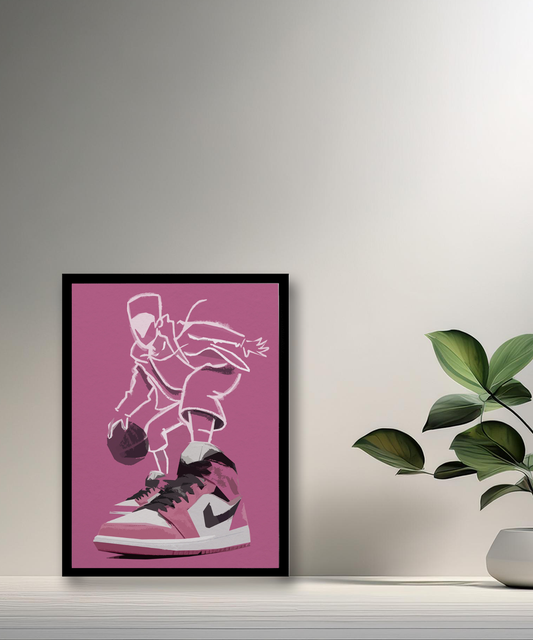 Cadre photo Air Jordan 1 Illustration rose