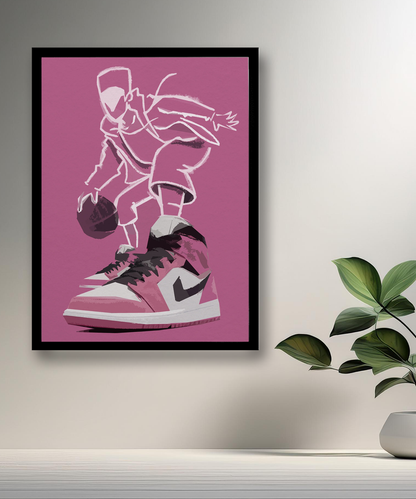 Cadre photo Air Jordan 1 Illustration rose