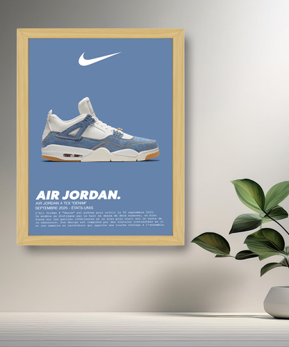 Air Jordan 4 Retro Tex Denim Bilderrahmen 