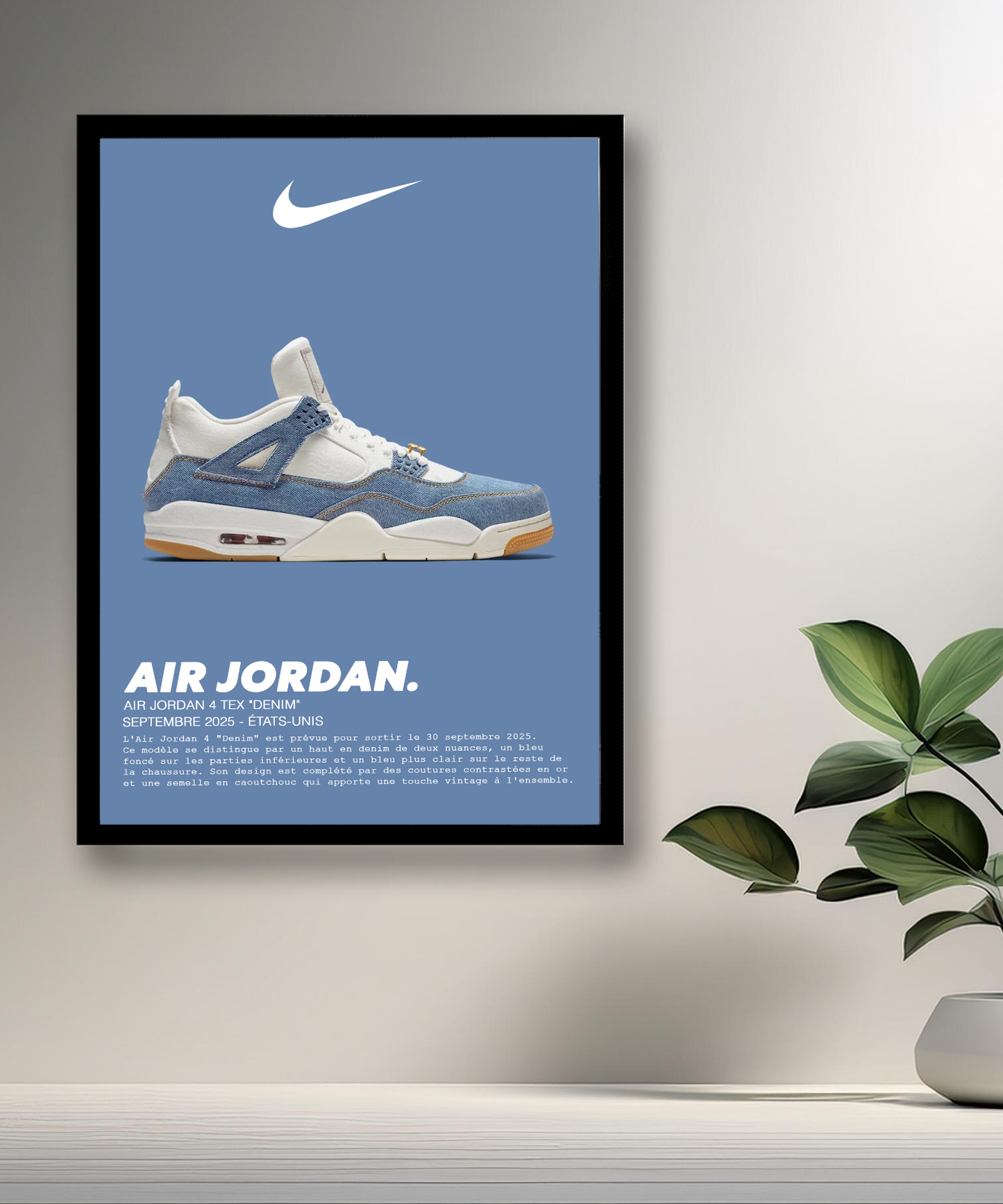 Air Jordan 4 Retro Tex Denim Bilderrahmen 